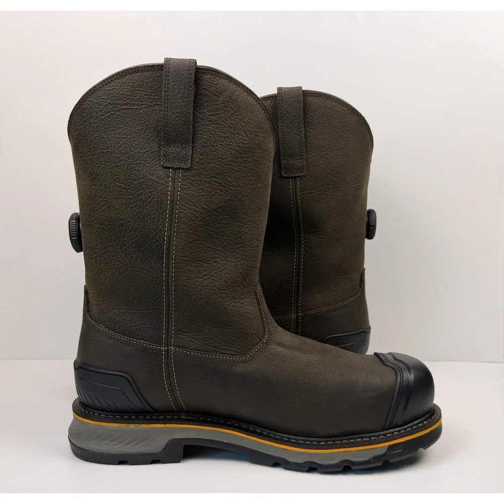 ARIAT Stump Jumper Pull On BOA‎ H20 Comp Toe Men's Size 14 Iron Coffee